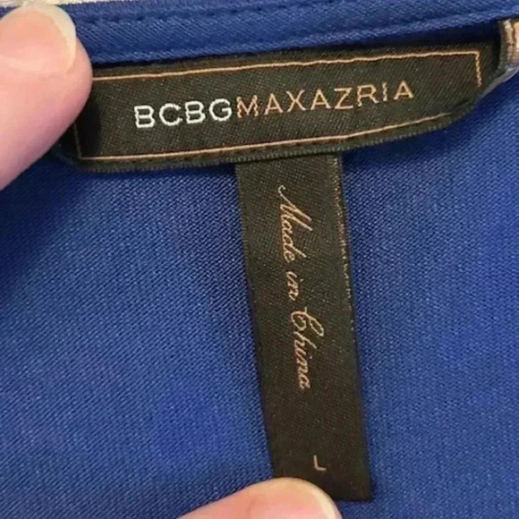 BCBG Cobalt Blue Ruched  Front Dress Size Large - Picture 10 of 10